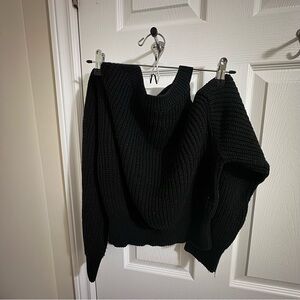 Black Cut Out Shoulder Knit Sweater